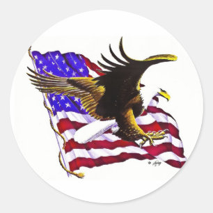 Sticker Rond Aigle et drapeau