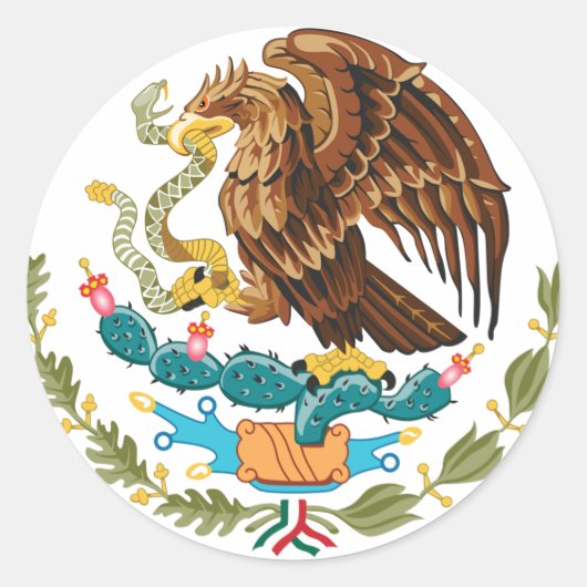 Sticker Rond Aigle Et Serpent Mexicains (Devant)