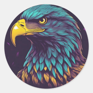 Sticker Rond Aigle Majestic aux couleurs vives