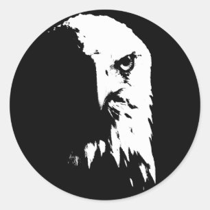 Sticker Rond Aigle noir et blanc