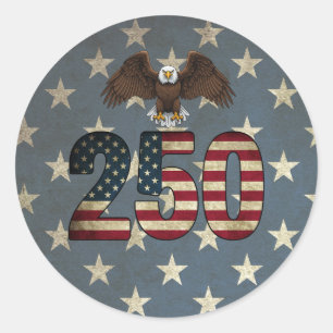 Sticker Rond Aigle Patriotique 250 USA Semiquincentenaire