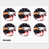 Sticker Rond Aigle patriotique avec étoiles et Stripes (Feuille)