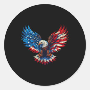 Sticker Rond Aigle Patriotique Eagle, Drapeau Américain 4e Ju