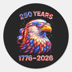 Sticker Rond Aigle Patriotique Et Drapeau 250 Ans 1776-2026 4èm