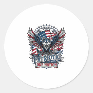 Sticker Rond Aigle Patriotique Loup Hybride Animal Hybride Patr