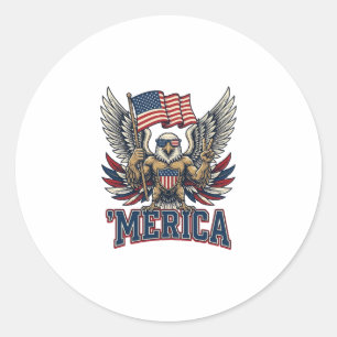 Sticker Rond Aigle Patriotique Merica Vintage Vector Design de 