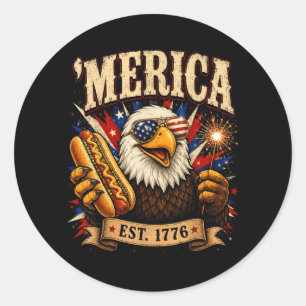 Sticker Rond Aigle Patriotique Patriotique 1776 Nourriture BBQ 
