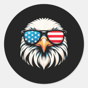 Sticker Rond Aigle Patriotique Rouge Blanc Bleu Usa Drapeau Aig