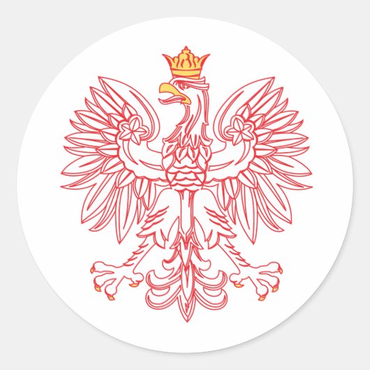 Sticker Rond Aigle Polonais En Rouge (Devant)