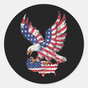 Sticker Rond Aigle royal USA 4 juillet Indépendance Vintage
