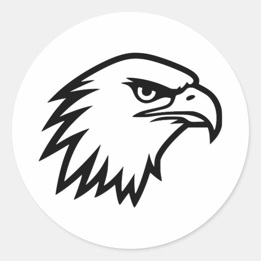 Sticker Rond Aigle simple | Élégance en noir et blanc (Devant)