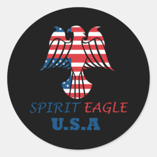 Sticker Rond aigle spirituel drapeau USA