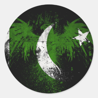 Sticker Rond aigle-sur-pakistani-drapeau-papiers-d'-peigne-hd-w