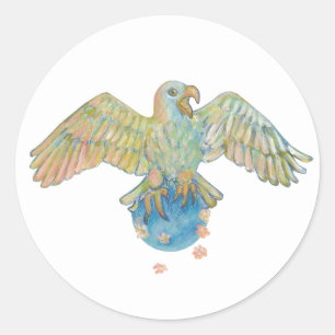 Sticker Rond Aigle transportant la Terre