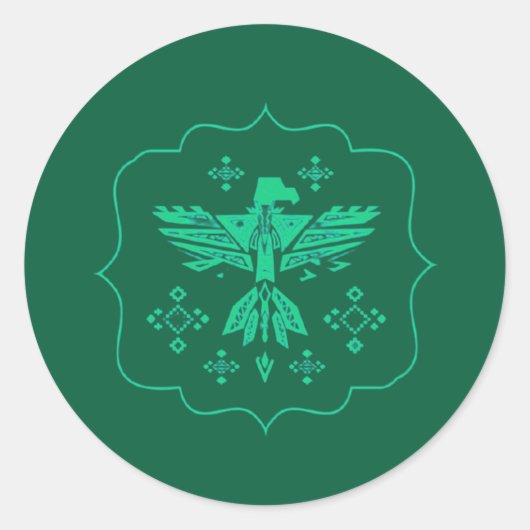 Sticker Rond Aigle tribal sarcelle (Devant)