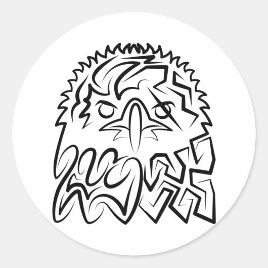Sticker Rond Aigle tribale noire et blanche (Devant)