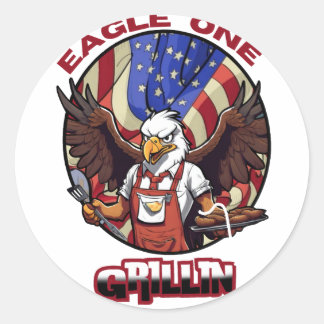 Sticker Rond Aigle une grillade