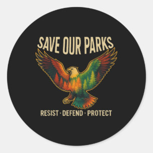 Sticker Rond Aigle Usa Sauver Nos Parcs Résister Protéger Le Pa