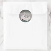 Sticker Rond Aigrettes japonaises Grues Koson Neige d'hiver (Sac)