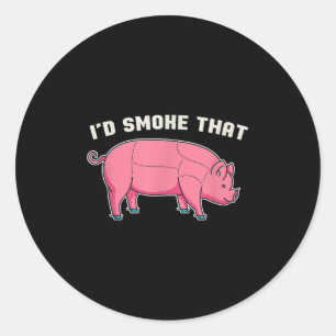 Sticker Rond Aiguille Porc Id Fumer Qui Barbecue Chef Griller V