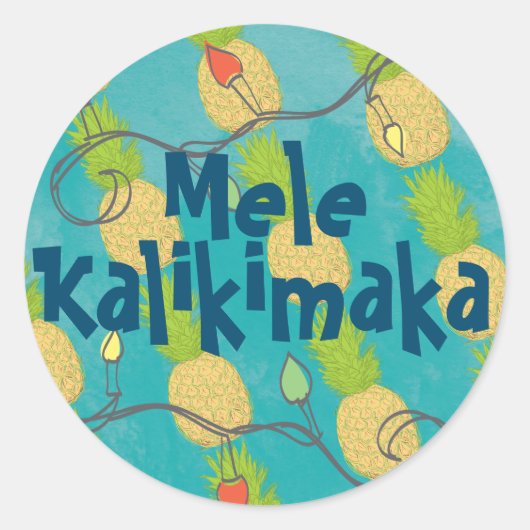 Sticker Rond Aiguille tropicale hawaïenne Lumières de Noël (Devant)