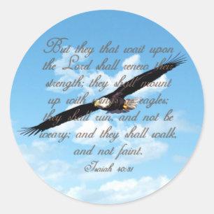 Sticker Rond Ailes comme Eagles, bible de chrétien de 40:31