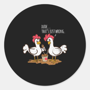 Sticker Rond Ailes de poulet de fast-food drôle de poulet frit