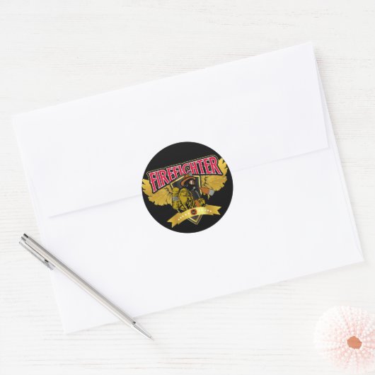 Sticker Rond Ailes pompiers (Enveloppe)