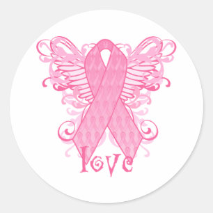 Sticker Rond Ailes roses d'amour de ruban
