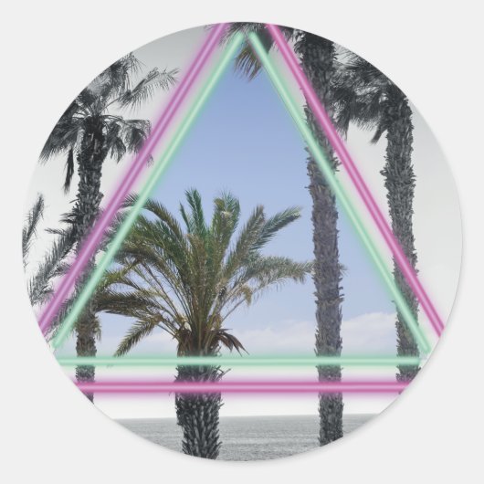 Sticker Rond Aimant de palme néon (Devant)