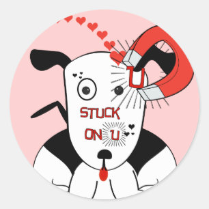 Sticker Rond Aimant Goofy coincé sur Bull Terrier