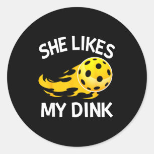 Sticker Rond Aime le joueur de pickleball dink amateur de paddl