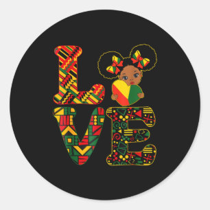 Sticker Rond Aime le mois de l'histoire des Noirs, enfants afri