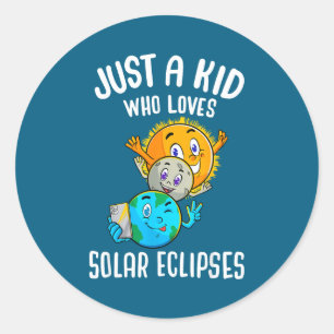 Sticker Rond Aime les éclipses solaires Soleil Lune