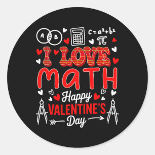 Sticker Rond Aime les maths Joyeuse Saint-Valentin Prof de math
