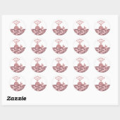 Sticker Rond Aimer baleine rose (Feuille)