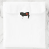 Sticker Rond Aimer Boeuf Noir Angus (Sac)