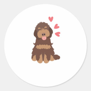 Sticker Rond Aimer Chocolat Phantom Cockapoo Cavapoo Chien