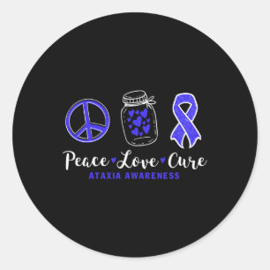 Sticker Rond Aimer Cure Ataxia Sensibilisation Avec Le Ruban Bl