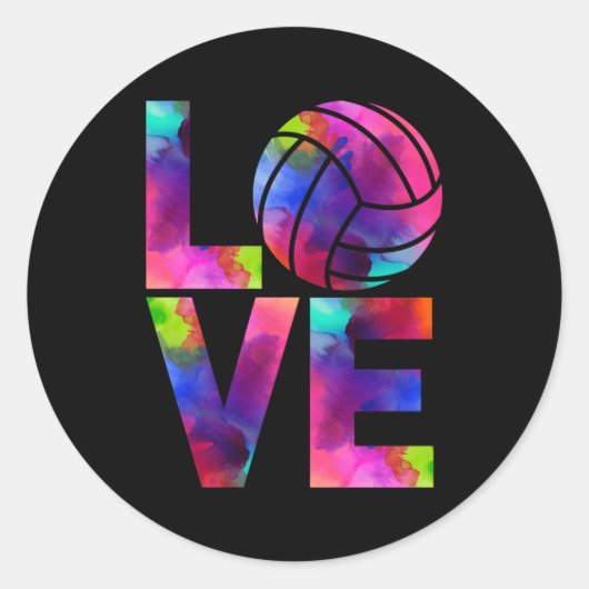 Sticker Rond Aimer équipe de volleyball d'aquarelle Tournat (Devant)