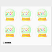 Sticker Rond Aimer la neige globe joli boho coloré (Feuille)