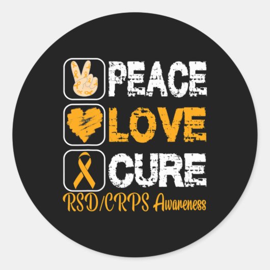 STICKER ROND AIMER LA PAIX CURE RSD SENSIBILISATION DES CRPS (Devant)