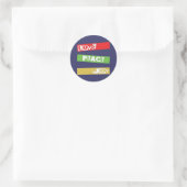 STICKER ROND AIMER LA PAIX JOIE (Sac)