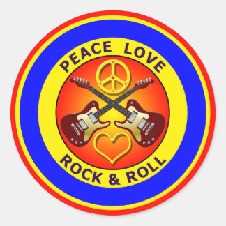 STICKER ROND AIMER LA PAIX ROCK ET ROLL