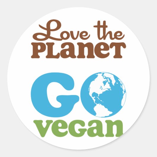 Sticker Rond Aimer la planète Go Vegan (Devant)