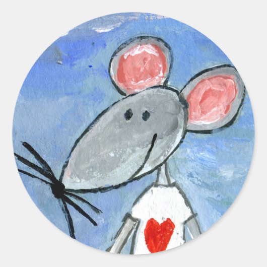 Sticker Rond Aimer la souris (Devant)