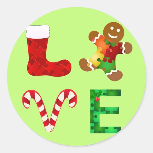 Sticker Rond Aimer l'autisme Noël (Devant)