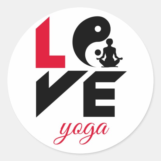 Sticker Rond Aimer le yoga (Devant)