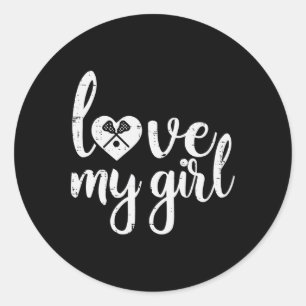 Sticker Rond Aimer Ma Fille Lacrosse Lecteur Lâcher Maman Papa