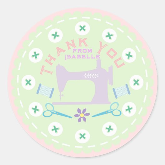 Sticker Rond Aimer Machine à coudre Pastel Green (Devant)